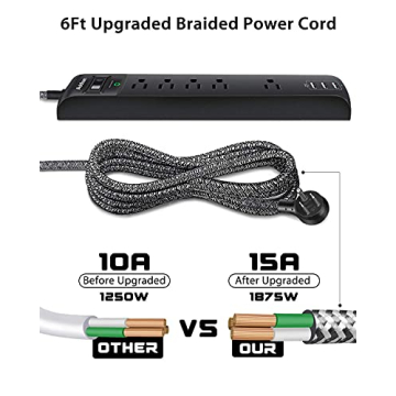 Surge Protector Power Strip 5 Outlets & USB Charging