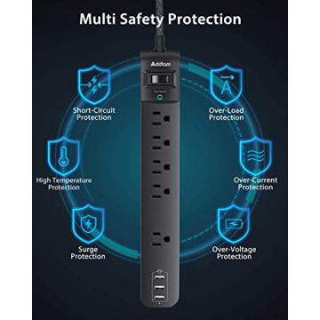 Surge Protector Power Strip 5 Outlets & USB Charging
