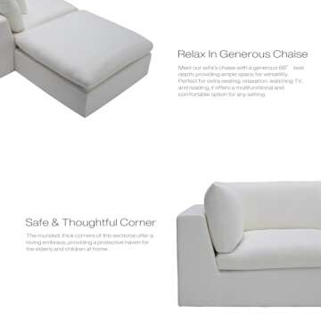 Oversized Modular Sectional Sofa,Cloud Couch Sectional Deep Seat Sofa Cushion Covers Removable,Oversized Sectional Couches for Living Room(6 Seater-Cream White Linen)