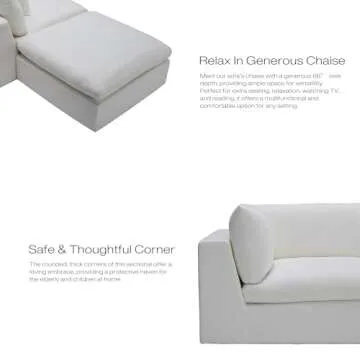 Oversized Modular Sectional Sofa,Cloud Couch Sectional Deep Seat Sofa Cushion Covers Removable,Oversized Sectional Couches for Living Room(6 Seater-Cream White Linen)