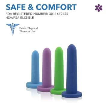 Intimate Rose Medium 4-Pack Silicone Dilators for Women & Men, Medical Device for Pelvic Pain Relief in Sizes 3-6