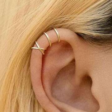Trendy Gold Ear Cuff Earrings Set - Hypoallergenic Non-Piercing Designs for Women