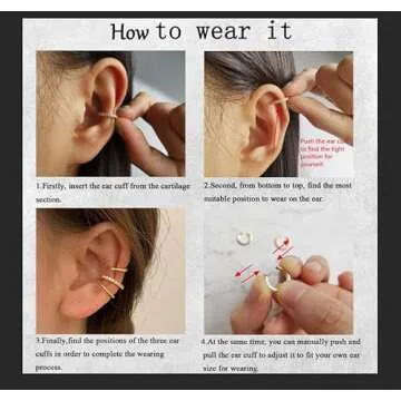 Trendy Gold Ear Cuff Earrings - Non-Piercing Style for Women