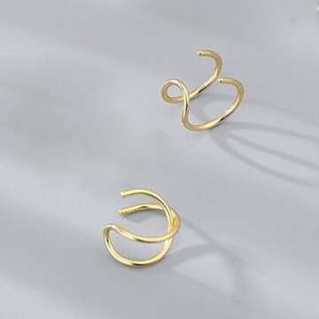 Trendy Gold Ear Cuff Earrings - Non-Piercing Style for Women