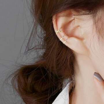 Trendy Gold Ear Cuff Earrings - Non-Piercing Style for Women