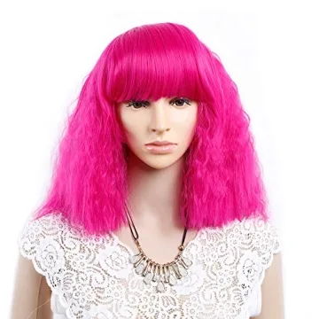 Short Fluffy Bob Kinky Straight Hair Wig - Custom Fashion & Cosplay