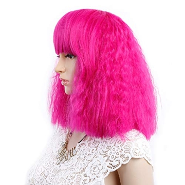 Short Fluffy Bob Kinky Straight Hair Wig - Custom Fashion & Cosplay