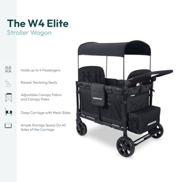 WONDERFOLD W4 Elite 4 Seater Stroller Wagon with UV Canopy