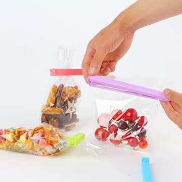 SULOLI Plastic Sealing Clips for Food and Snack Bag, 27 PCS Bag Clips Fresh-Keeping clamp Sealer in Assorted Sizes and Colors