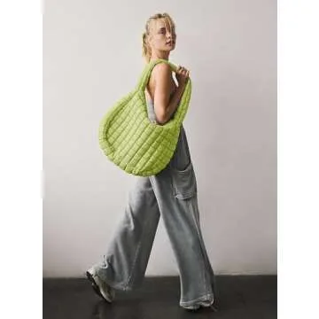 windysun Womens Lightweight Quilted Padding Shoulder Bag Soft Puffer Tote Bag Big Capacity Puffy Tote Bag Carryall Gym Bag,KK-L