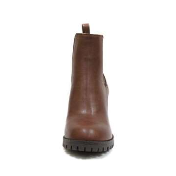 Soda Glove - Ankle Boot w/Lug Sole Elastic Gore and Chunky Heel (8.5, Brown (PU))
