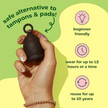 Viv for Your V Large Premium Menstrual Cups for Heavy Flow, Ring Stem Easy Removal, Soft Tampon Alternative for Active Lifestyle, Comfortable 12 Hour Wear, Medical-Grade Silicone Reusable Period Cup