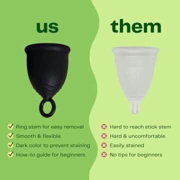 Viv for Your V Large Premium Menstrual Cups for Heavy Flow, Ring Stem Easy Removal, Soft Tampon Alternative for Active Lifestyle, Comfortable 12 Hour Wear, Medical-Grade Silicone Reusable Period Cup