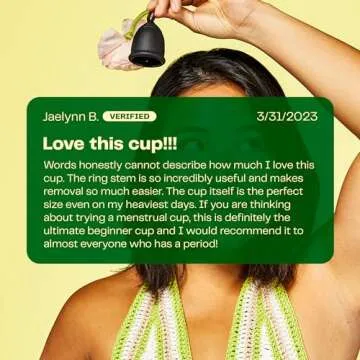 Viv for Your V Large Premium Menstrual Cups for Heavy Flow, Ring Stem Easy Removal, Soft Tampon Alternative for Active Lifestyle, Comfortable 12 Hour Wear, Medical-Grade Silicone Reusable Period Cup