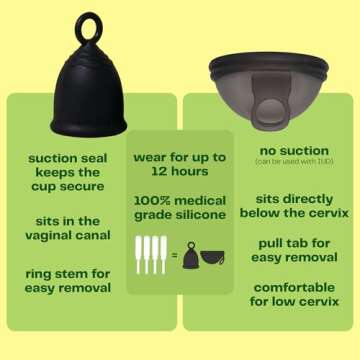 Viv for Your V Large Premium Menstrual Cups for Heavy Flow, Ring Stem Easy Removal, Soft Tampon Alternative for Active Lifestyle, Comfortable 12 Hour Wear, Medical-Grade Silicone Reusable Period Cup