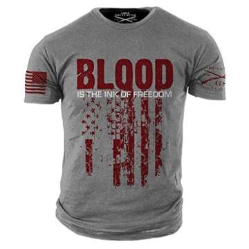 Grunt Style Ink of Freedom Men's T-Shirt - Patriotic Design, Comfortable Fit - Small Grey