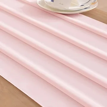 Socomi Pink Chiffon Table Runner Easter Spring Boho Rustic 14ft 29x170 Inches Blush Pink Wedding Runner Sheer Romantic Bridal Shower Decorations