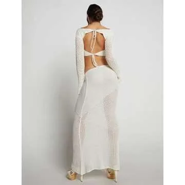 Chic Women's Crochet Knit 2-Piece Outfit for Summer Style