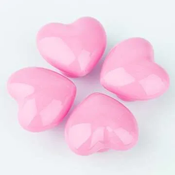 Azude Pink Heart Ceramic Knobs Vintage Drawer Handles - Decorative Pulls for Dresser, Cabinet, Cupboard, Kitchen, Bathroom, Kids Room, Nursery Decor, Hardware Accessories, 4 Pack