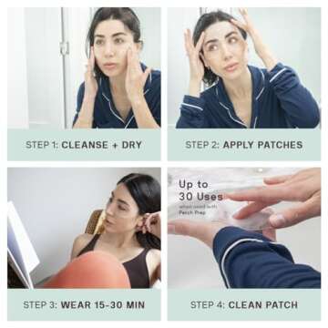 Dermaclara Face Patches Kit - Anti Wrinkle Patches for Forehead, Smile Lines, Silicone Anti-Wrinkle Frown Line Treatment, Up to 30 Uses - 1 Forehead, 2 Mouth, 2 Eye, 1 Neck & 1 Patch Prep Cleanser