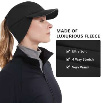 GADIEMKENSD Winter Running Hats Reflective Fleece Ponytail Hat for Women Baseball Caps with Earflap ...
