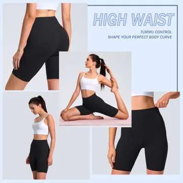 VALANDY Women's High Waisted Yoga Shorts Long Leg 8" Inseam Workout Biker Shorts Non See-Through