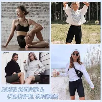 VALANDY Women's High Waisted Yoga Shorts Long Leg 8" Inseam Workout Biker Shorts Non See-Through