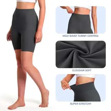 VALANDY Women's High Waisted Yoga Shorts Long Leg 8" Inseam Workout Biker Shorts Non See-Through