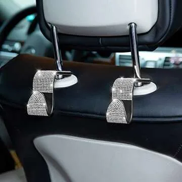 Bling Rhinestone Car Headrest Hooks for Organizing