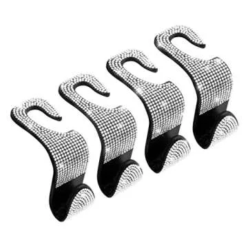 Bling Rhinestone Car Headrest Hooks for Organizing