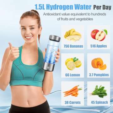 Hydrogen Water Bottle 2024 Portable Rechargeable Ionizer