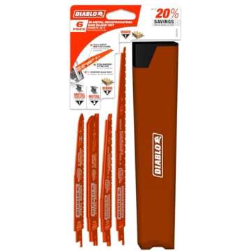 Diablo DS006S Reciprocating Saw Blade 6 Count for Wood and Metal Cutting
