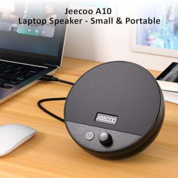 Jeecoo A10 USB Plug-N-Play Laptop Speakers Bluetooth Computer Speakers with Small & Portable, Easy-A...