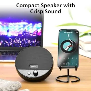 Jeecoo A10 USB Plug-N-Play Laptop Speakers Bluetooth Computer Speakers with Small & Portable, Easy-Access Volume Knob, Small Speaker for PC Desktop Monitor Mobile Devices(Single), Black
