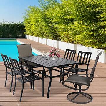 EMERIT Patio Wrought Metal Indoor Outdoor Stackable Dining Arm Chairs Set of 4,Black