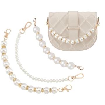 PH PandaHall 3 Style Pearl Chain Strap Short Purse Chain Replacement for Elegant Handbags