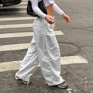 Women Casual Baggy Cargo Trousers Loose Oversized Hippie Drawstring Punk Sweatpants Wide Leg Joggers Streetwear Outfit