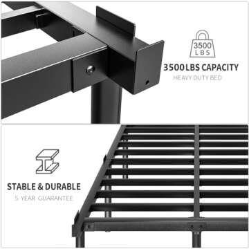 HAAGEEP 20 Inch Tall Platform Bed Frame Queen Size Metal Bedframe No Box Spring Needed Heavy Duty Mattress Frames High