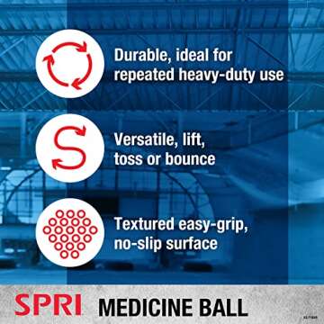 SPRI Medicine Ball - Exercise Workout Ball for Endurance Training - Thick Walled Heavy-Duty Textured...