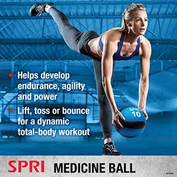 SPRI Medicine Ball - Exercise Workout Ball for Endurance Training - Thick Walled Heavy-Duty Textured Surface, Easy-to-Read Weight Label - Multi-Use Fitness Tool - Durable Construction - 12 lb