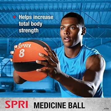 SPRI Medicine Ball - Exercise Workout Ball for Endurance Training - Thick Walled Heavy-Duty Textured Surface, Easy-to-Read Weight Label - Multi-Use Fitness Tool - Durable Construction - 12 lb