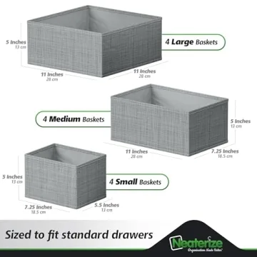 Drawer Organizer Clothes Set of 12 Grey - Ideal for Nurseries and Bedrooms