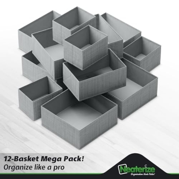 Drawer Organizer Clothes Set of 12 Grey - Ideal for Nurseries and Bedrooms