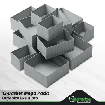 Drawer Organizer Clothes Set of 12 Grey - Ideal for Nurseries and Bedrooms