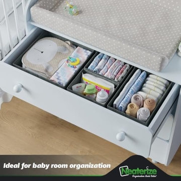 Drawer Organizer Clothes Set of 12 Grey - Ideal for Nurseries and Bedrooms