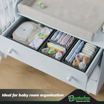 Drawer Organizer Clothes Set of 12 Grey - Ideal for Nurseries and Bedrooms