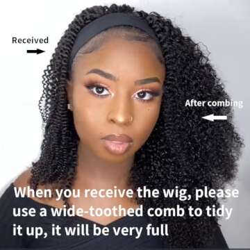 XSY Headband Wig Human Hair 20 Inch Kinky Curly Headband Wigs for Black Women Curly Human Hair Wigs ...