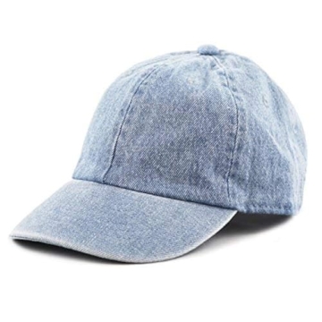 The Hat Depot Kids Washed Low Profile Cotton and Denim Plain Baseball Cap Hat (6-9 yrs, Light Denim)
