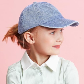 Hat Depot Kids Baseball Cap for Ages 6-9 - Adjustable, Denim