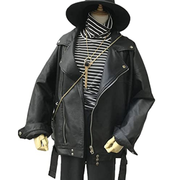LY VAREY LIN Women Faux Leather Jacket - Stylish Oversized Fit